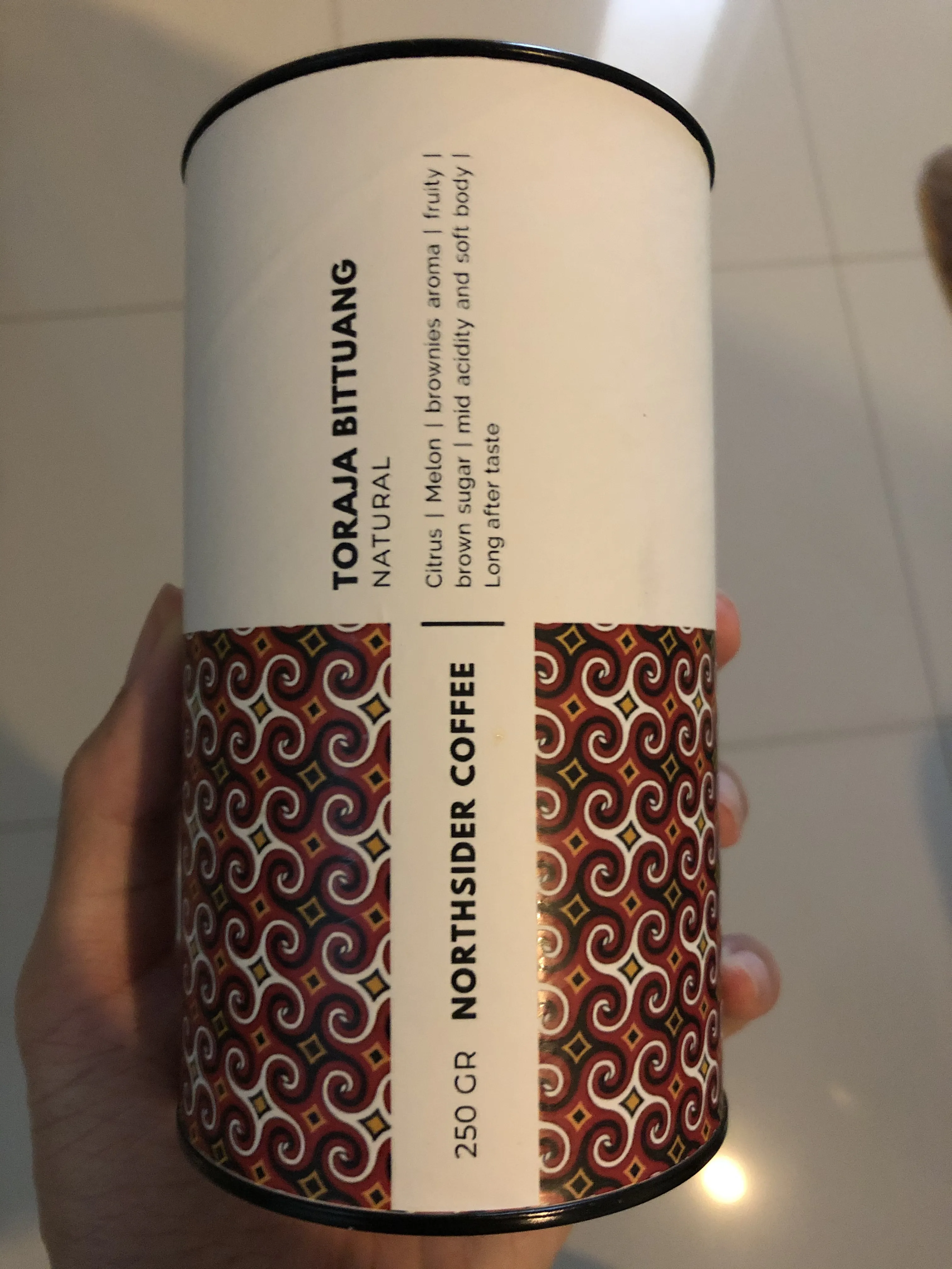 Northsider's Toraja Bittuang packaging, a bit different than the usual since this one use cylindrical carton. Taken at 2020-07-14.